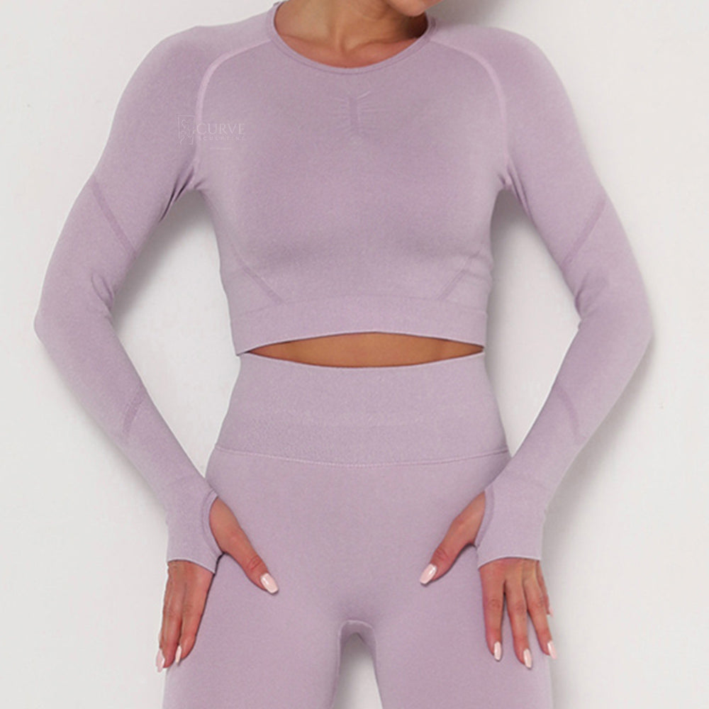curve sculpting top, Instagram top, purple long sleeve top
