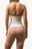 Curvesculpting Zippa Waist Trainer (Beach Sand) with latex core for waist slimming, curve shaping, and discreet daily wear.