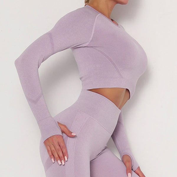 curve sculpting top, Instagram top, purple long sleeve top