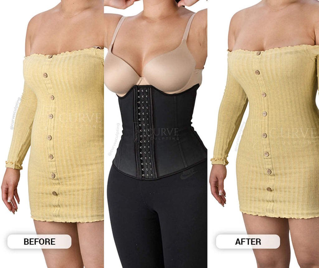 Best "Waist trainer" |  "Corset" | "Shape wear" | "body suit" | "Curve Sculpting" | Before and after | side view