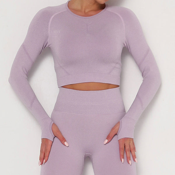curve sculpting top, Instagram top, purple long sleeve top