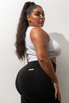Super comfortable, stretchy and curve accentuating designed to sculpt your bum. High waistband that gives you a waist cinching affect, moulding it in all the right places. Looks like a traditional straight leg denim pant but in the worlds most comfortable Denim fabric