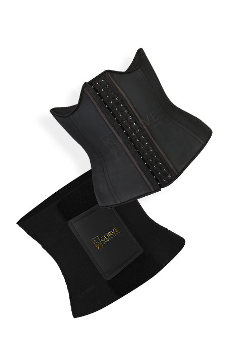 Latex Waist Trainer + Postpartum Belly Belt Bundle