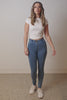 Super comfortable, stretchy and curve accentuating designed to sculpt your bum. High waistband that gives you a waist cinching affect, moulding it in all the right places. Looks like a traditional straight leg denim pant but in the worlds most comfortable Denim fabric